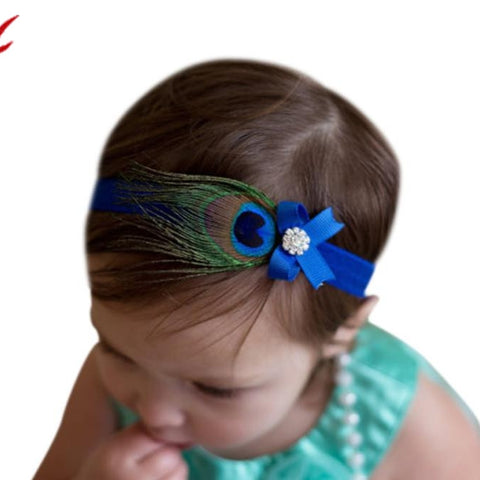 Hair Band Accessories Crystal Peacock Feathers 's Hair Band  Girl's Headwear Princess Crystal Pearl Hairband #LSN