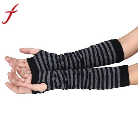 JECKSION Super Deal 2016 Winter Wrist Arm Hand Warmer Knitted Long Fingerless Striped Gloves Mitten #LYW
