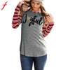 Women T-Shirt Cotton blend Long Sleeve Striped Joyful Long Sleeve Baseball Stripe Fashion Shirts Women
