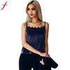Fashion Spring Lady Women Tshirt Cashmere Gold Lace Stitching Sexy Tank Top Camis Vest