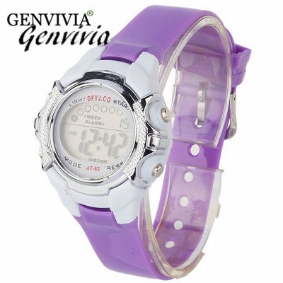 GENVIVIA 2017 Children Watch Digital LED Quartz Alarm Date Sports Wristwatch Cartoon Jelly Waterproof kid watches relogio