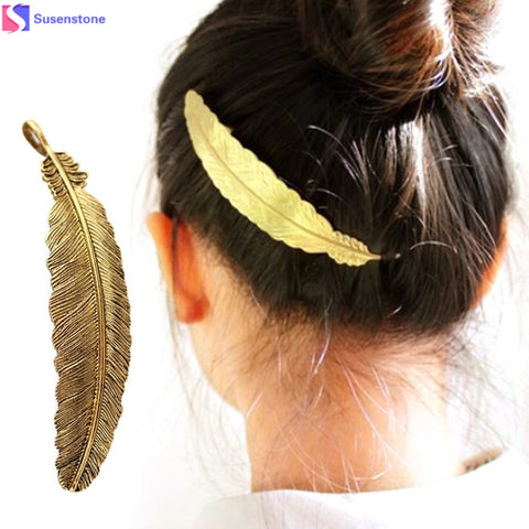 SUSENSTONE Women Girls Leaf Hair Pins Clip Hair Claw Barrettes Accessories