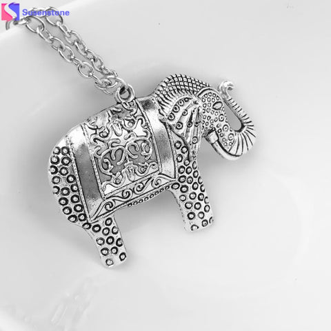 2016 new arrival women kolye Fashion Elephants Pendant Sweater Chain Retro Silver Necklace girl vintage jewelry ornamentation