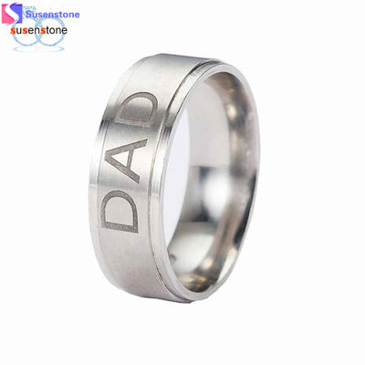 SUSENSTONE New Arrive Stainless Steel Dad Ring Engraved Love You Dad Men's Ring Jewelry