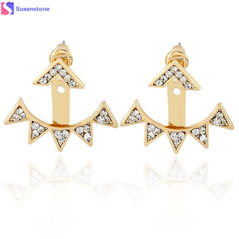 SUSENSTONE Alloy Triangle Lady dangler Earrings Women Men beautiful accessories Women silver Triangle  earrings