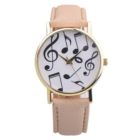 Watches women Fashion 2017 Musical Notes PU Leather wrist watch, quartz watch Clock Female Montre Femme