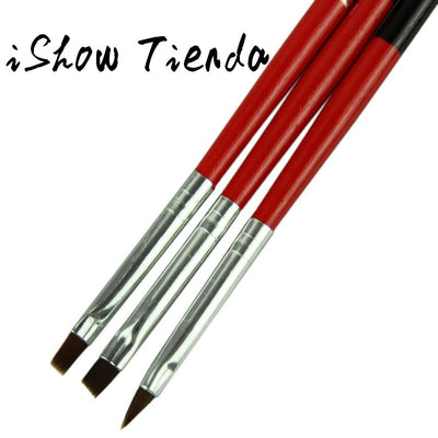 3pcs/l 2017 Professional Nail Art Brushes Set Tool Painting Pen For False Nail Tips Nail Gel Polish Red Soft Pen Drop Shipping