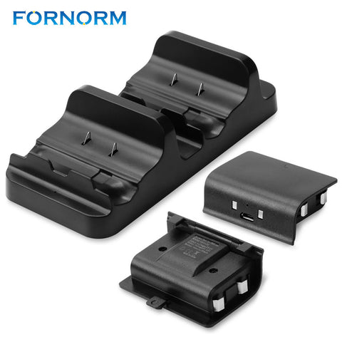Fornorm Gamepad Controller Charging Holder Charger Stand For  Xbox One S  With 2Pcs Rechargeable Batteries