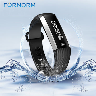 FORNORM Wireless Bluetooth Heart Rate Monitor  Smart Bracelet Fitness Tracker Wristband Sports Sleep Monitor Call Reminder Alarm