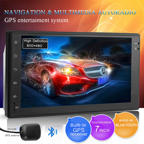 7" Android 6.0 Autoradio GPS Bluetooth Navigation Car Stereo Player Fully Capacitive Touch Screen 2 DIN 1G/16G Support USB WIFI Reversing Camera