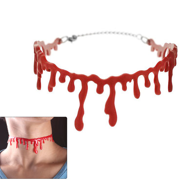 Halloween Horror Blood Drip Necklace Decoration Fake Blood Vampire Fancy Joker Choker Costume Red Necklaces Party Accessories