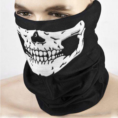 Black Skull Mask Bike Motorcycle Helmet Neck Face Mask Half Face Paintball Ski Sport Headband Military Game Masks Scarf