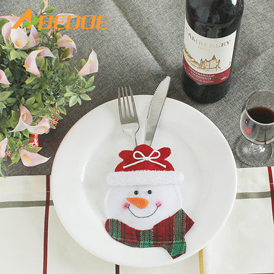 ABEDOE 1Ps Christmas Ornament New year Christmas Decoration for home table Decor Cutlery pocket Fork&Knife Tableware pouch
