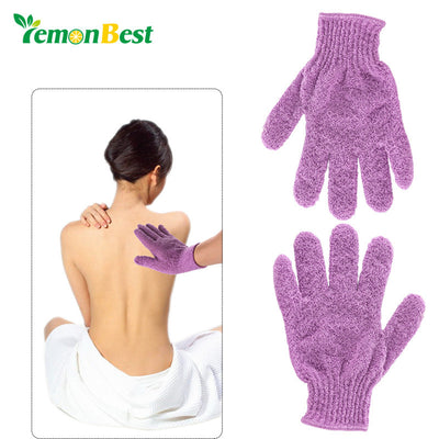 LemonBest 2 pcs Shower Bath Gloves Exfoliating Wash Skin Spa Massage Body Scrubber Cleaner Cleaning