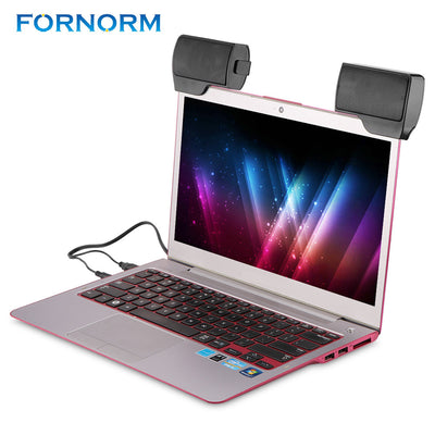 FORNORM A Pair Mini 2.0 Portable USB speaker 3.5mm Jack Clip-on Stereo Speaker for Notebook Laptop Tablet Desktop Computer