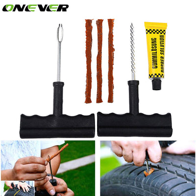 Onever Auto Car Tubeless Tire Repair Tools Kit Set Bike Auto Tubeless Tires Tyre Puncture Plug Tire Repair Kit Tool Accessories