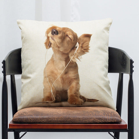 Pet Dog Animal Cotton Linen Throw Pillow Case Cushion Cover Home Decor
