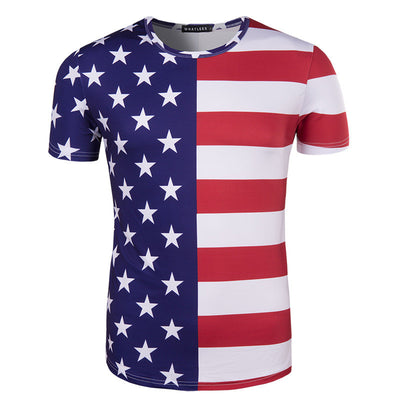Half Star Half Strip Shirt American Flag T Shirts 3D Printed Tops for Independence Day