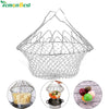 Stainless Steel Expandable Foldable Fry Chef Basket Kitchen Magic Mesh Strainer Fruit Basket Cooking Steam Rinse Strain Basket