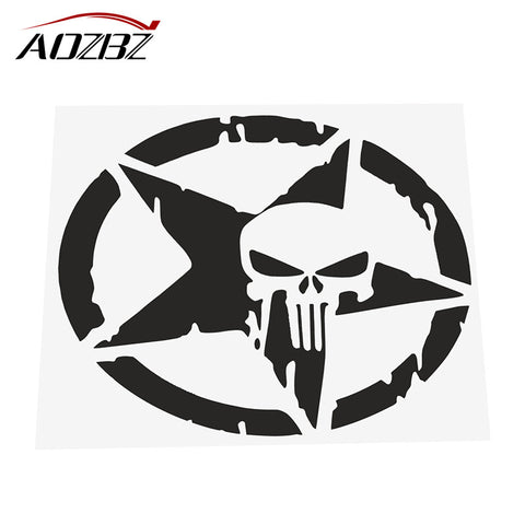 Star Skull Car Sticker Decals Cool Window Wall Sticker Motorcycle Car Styling Accessories 4.6" Dia.