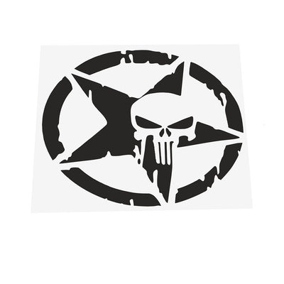 Star Skull Car Sticker Decals Cool Window Wall Sticker Motorcycle Car Styling Accessories 4.6" Dia.