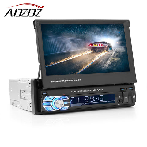 AOZBZ 7" Retractable GPS Bluetooth Navigation Car Stereo MP5 Player Touch Screen Support Hands-free Call Rear Camera Display