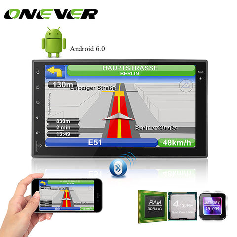 Onever 7" Android Autoradio GPS Bluetooth Car Stereo Player Capacitive Touch Screen 1G/16G Support USB WIFI Reversing Camera