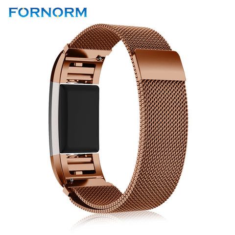 FORNORM Magnetic Lock Strap Fabulous Stainless Steel Metal Watch Wrist Band Strap  for Fitbit Charge 2