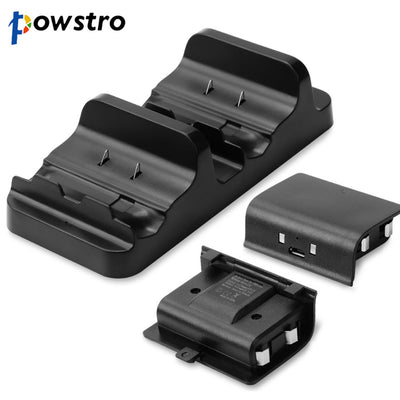 Powstro Dual Charging Dock Station Charger Stand with 2Pcs Rechargeable Batteries For Xbox One S Gamepad Controller