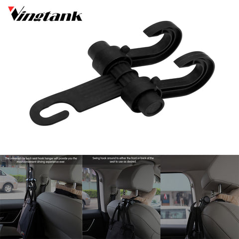 Vingtank Double Car Back Seat Headrest Hanger Holder Hooks Clips For Bag Purse Cloth Grocery Automobile Interior Accessories