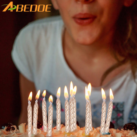 ABEDOE 10PCS Gold and Silver Candle Cake Party Birthday Party Festival Supplies Lovely Birthday Candles for Kitchen Baking Gifts