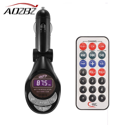 AOZBZ FM Transmitter Wireless Car Kit MP3 Player Support USB SD MMC Slot LCD DC 12V-24V A2DP FM Transmitter Modulator