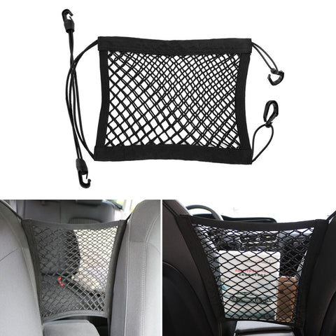 Universal Car Seat Net Storage Bag Mesh Organizer Net Bag with Hook for Purse Bag Phone Book(24*30cm)