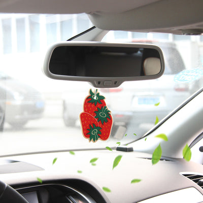 7pcs Different Car Perfume Hanging Paper Car Scent Air Freshener strawberry orange Hanging Perfume Paper for Vehicle Boat