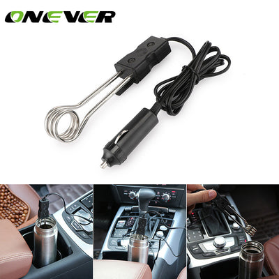 Onever Portable Safe Car Drink Heater 12V Car Immersion Heater Auto Electric Tea Coffee Soup Water Heater Christmas Gifts
