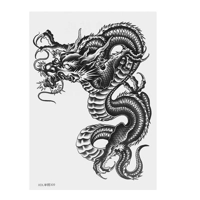 Large Black Dragon Temporary Tattoo Arm Tattoo Stickers for Men Women