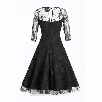 Women New Vintage Lace Formal Patchwork Wedding Cocktail Party Retro Swing Dress