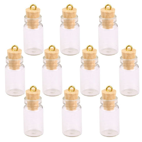 10pcs Mini Glass Bottles Jars with Cork Wish Note Craft Bottle