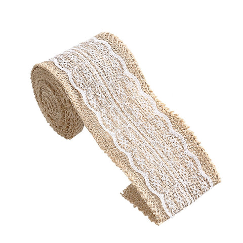2M*6CM Burlap Beige Lace Craft Ribbon for Craft Wedding Home Decor