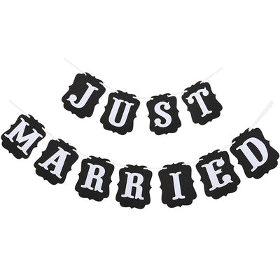 JUST MARRIED Card Paper Bunting Banner Wedding Party Favors