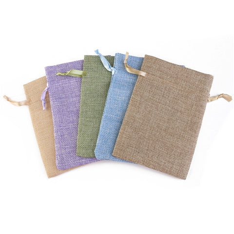 5pcs Garden Natural Linen Drawstring Bags Pouch for Favors/ Parties/ Crafting