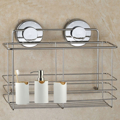 Non Rust Bathroom Shower Shelf Storage Suction Basket Caddy