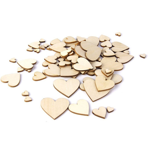 100pcs Plain Wooden Heart Embellishments for Crafts