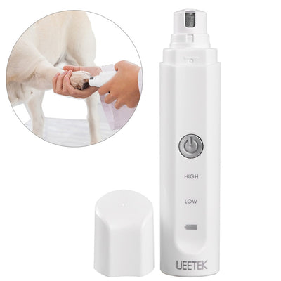 UEETEK Electric Pet Nail Grinder with Rechargeable Lithium Battery Painless Grooming Trimmer Clipper for Dog Cat Rabbit and other Household Pets of All Sizes