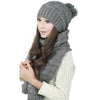 Women Girls Winter Knitted Thicken Scarf and Hat Set
