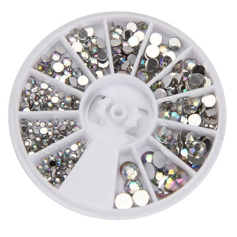 Round 3D Acrylic Nail Art Gems Crystal Rhinestones DIY Decoration Wheel