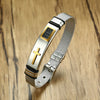 Vnox Adjustable Length Bracelet for Women Men Bangle Watch Band Design Stainless Steel Net Band Christ Cross Prayer Male Jewelry