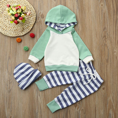 3pcs Toddler Baby Boy Girl Clothes Set Hoodie Tops+Pants+Hat Outfits