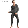 Ekouaer Winter Pyjamas Mens Long Sleeve Solid Slim Sleepwear O-Neck Nightwear Pajamas Set Homewear For Men Pyjama Home Pajama