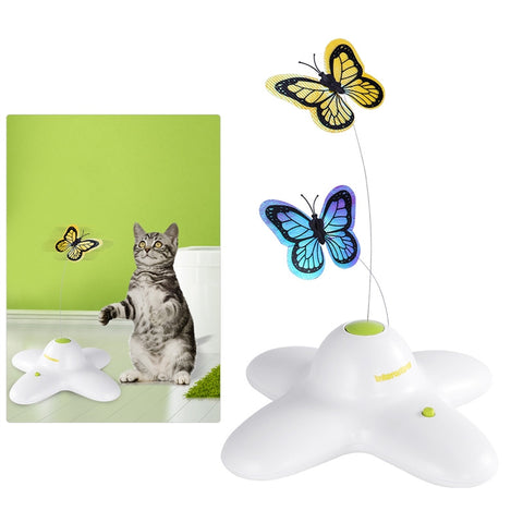 UEETEK Interactive Funny Cat Toys Electric Rotating Butterflies with Metal Wire Cat Teaser Toy